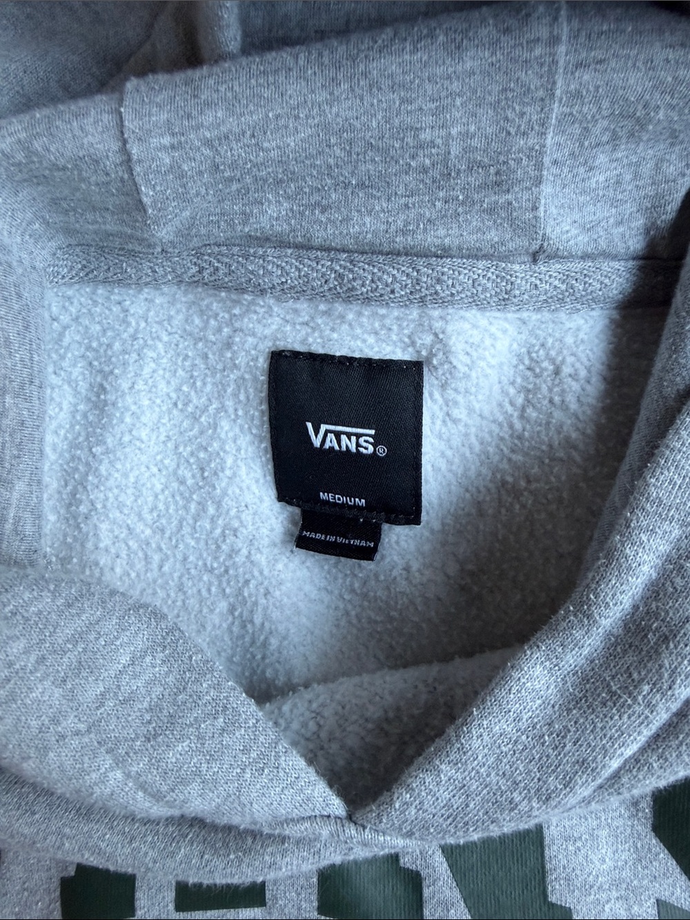 Boys Medium Vans Light Gray Hoodie with Dark Green Logo - Picture 3 of 3